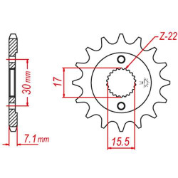 Pignon JT 15 teeth not 428 type 1257