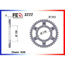 Couronne acier FE 48 dents pas 530 type 3777