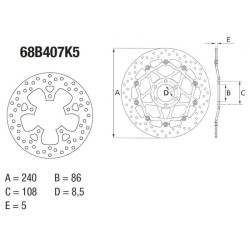 Rear brake disc Brembo Series Oro 68B407K5 KTM SUPER DUKE R/GT 2