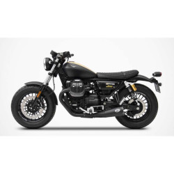 Approved mufflers (X2) Zard BIG INOX Black Moto Guzzi V9 BOBBER/ROAMER 2