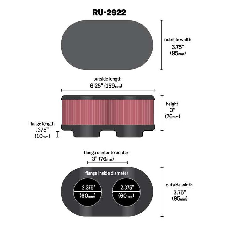 K&amp-N RU-2922 universal air filters (2 pcs.)
