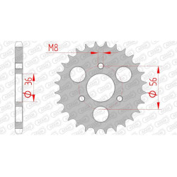 AFAM steel crown 28 teeth pitch 428 type 74101 Kymco KXR 50 Quad