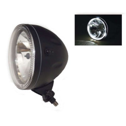 Phare homologué 146mm Bihr noir H4 12V 60/55W + contour LED