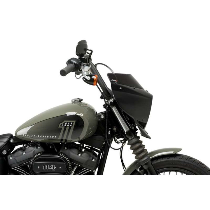 Semi-carénage Puig MIRAGE SPORT Noir Brillant (21331) HARLEY DAVIDSON SOFTAIL STREET BOB 21-