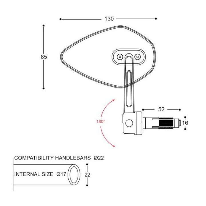 Rétroviseurs embouts de guidon Barracuda SKIN-X BAR END Noir