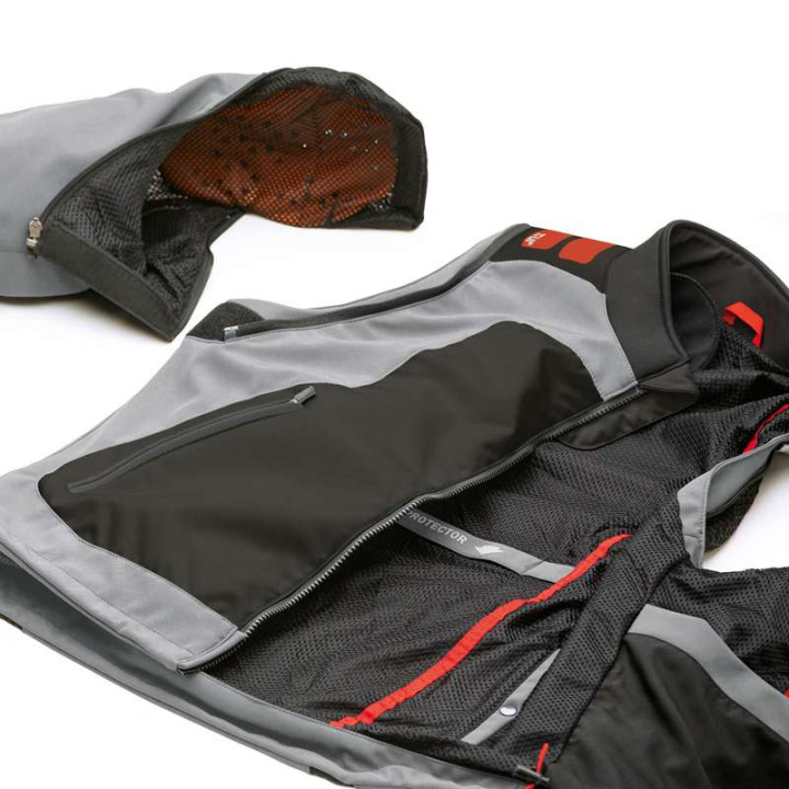 Enduro Jacket T.UR J-THREE ARM LINK Light Grey/Red