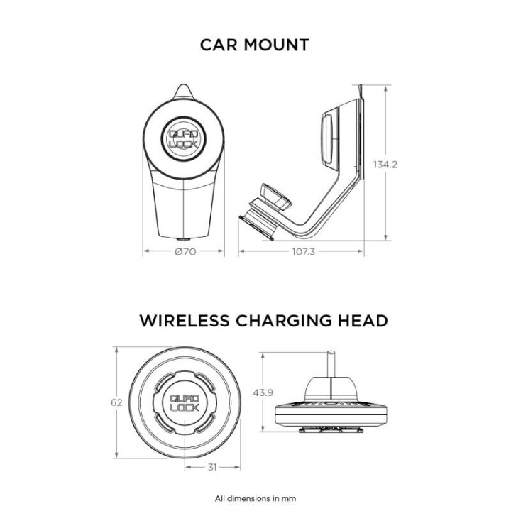 Support voiture/ventouse Quad Lock