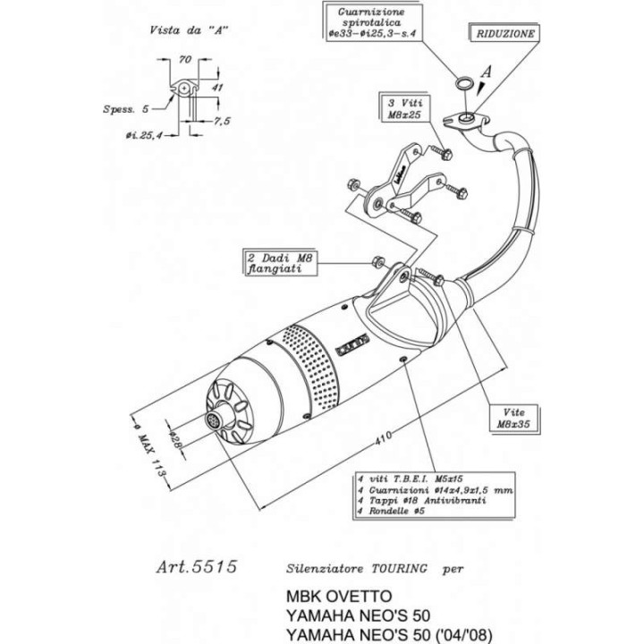 Leovince TOURING approved scooter exhaust (5515) NEO'S NITRO/OVETTO