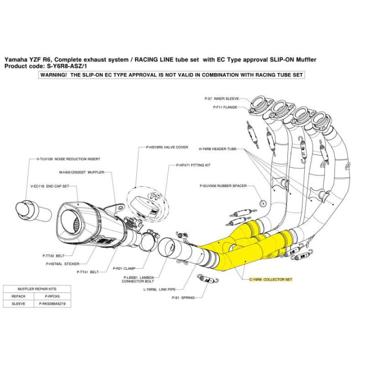Akrapovic stainless steel connector Yamaha YZF-R6 (C-Y6R8)
