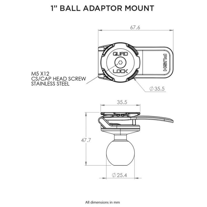 Adaptateur Quad Lock Ram Mounts 1 pouce