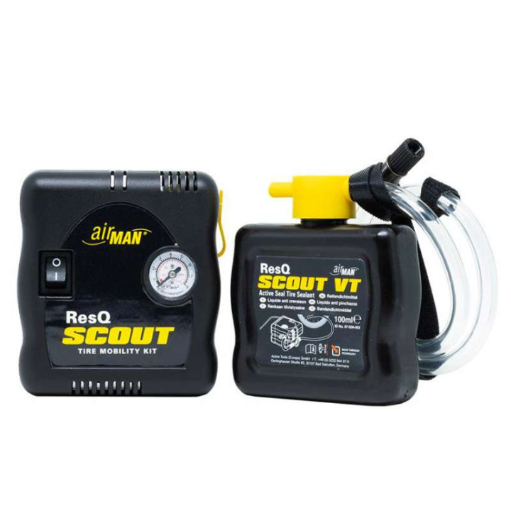Mini-compresseur 12 volts + kit anti-crevaison Airman ResQ Scout