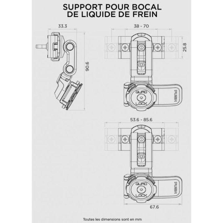 Support pour bocal de liquide de frein Quad Lock