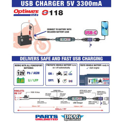 Adaptateur Tecmate OPTIMATE USB-C O-118 3.3A 2