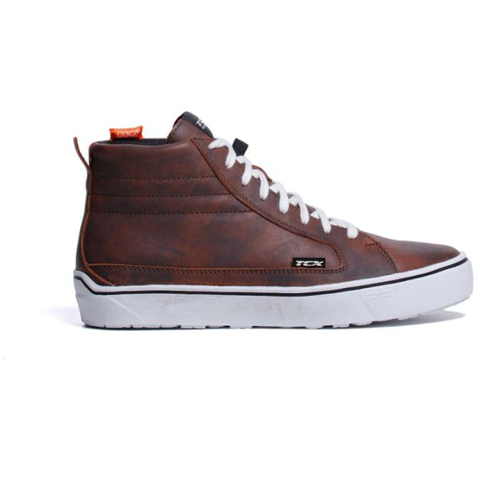 Baskets moto TCX STREET 3 WATERPROOF BROWN/WHITE
