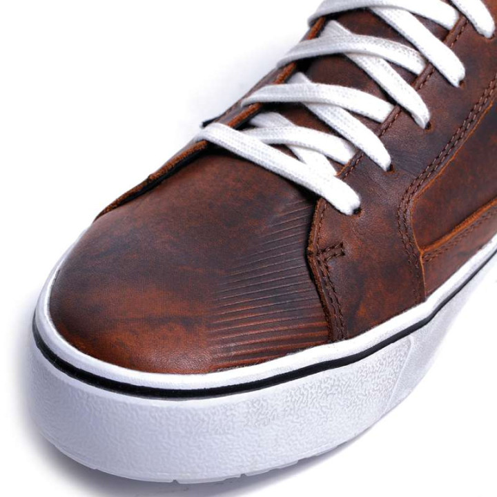 Baskets moto TCX STREET 3 WATERPROOF BROWN/WHITE
