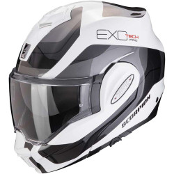 Casque moto modulable Scorpion EXO-TECH EVO PRO COMMUTA BLANC/ARGENT