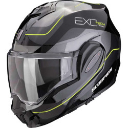 Casque moto modulable Scorpion EXO-TECH EVO PRO COMMUTA NOIR/ARGENT/JAUNE
