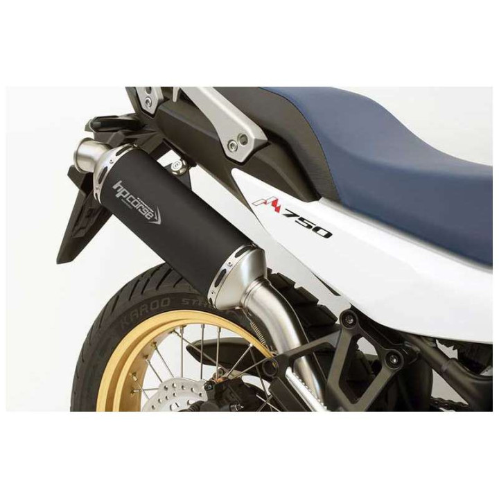 Silencieux homologué HP Corse SP-1 SHORT TITANE NOIR - passage haut- Honda XL750 Transalp