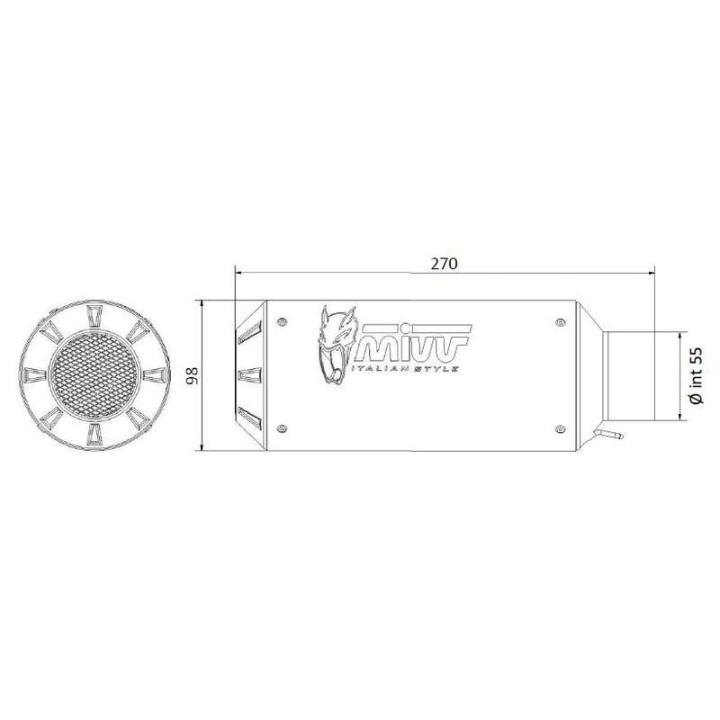 Silencieux de rechange droit  Mivv MK3 Inox noir (00.73.KU.001.SM3B)