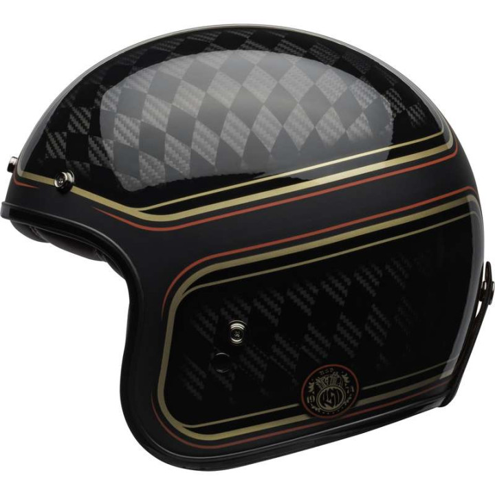 Casque moto Bell CUSTOM 500 Carbon RSD Checkmate Matte Gloss Black/Gold