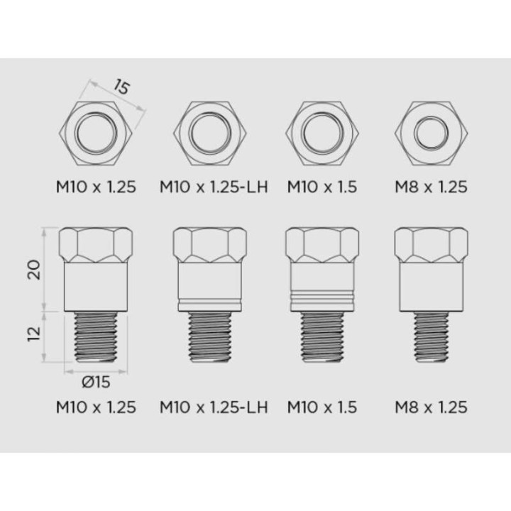 Kit d'adaptateurs Quad Lock de support pour rétroviseur à tige
