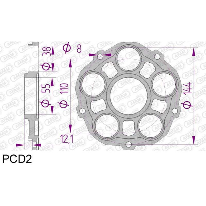Support de couronne AFAM (PCD2) pour type 51608/51607 Ducati