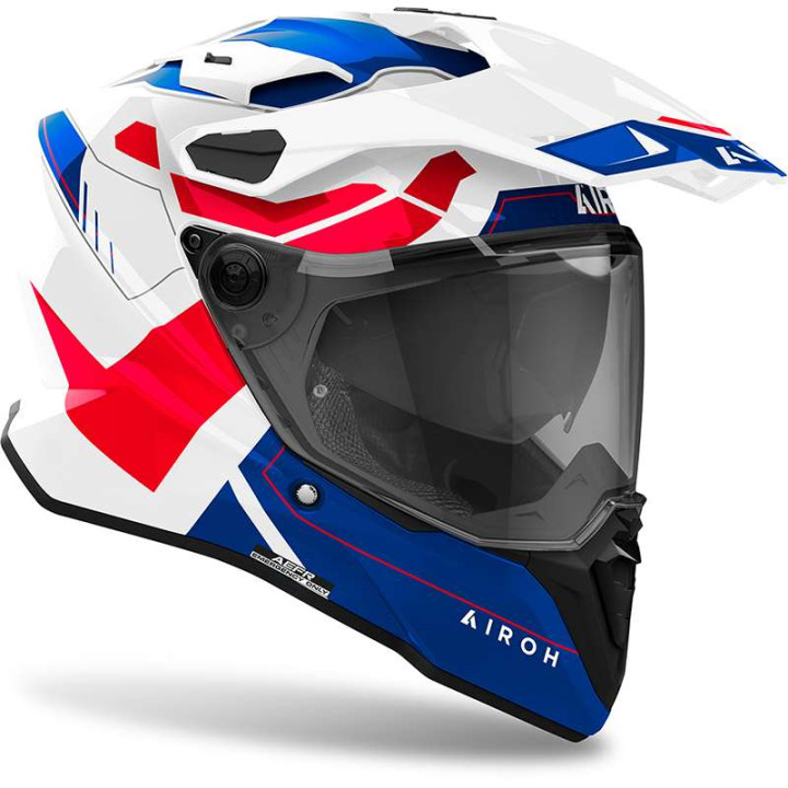 Casque moto adventure Airoh  Commander 2 Reveal - Bleu Rouge