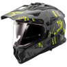 Casque moto LS2 PIONEER II MX702 CRAZY Noir mat/Gris/Jaune