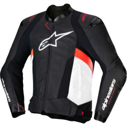 Blouson moto cuir Alpinestars MISSILE V3 Noir/Blanc/Rouge