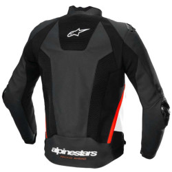 Blouson moto cuir Alpinestars MISSILE V3 AIRFLOW Noir/Blanc/Rouge 2