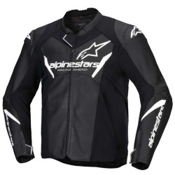 Blouson moto cuir Alpinestars FASTER V3 Noir/Blanc