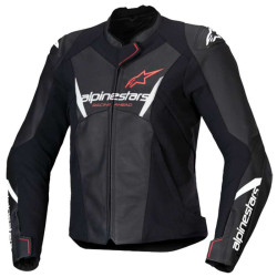 Alpinestars STELLA FASTER V3 Leather Motorcycle Jacket Black/White/Red