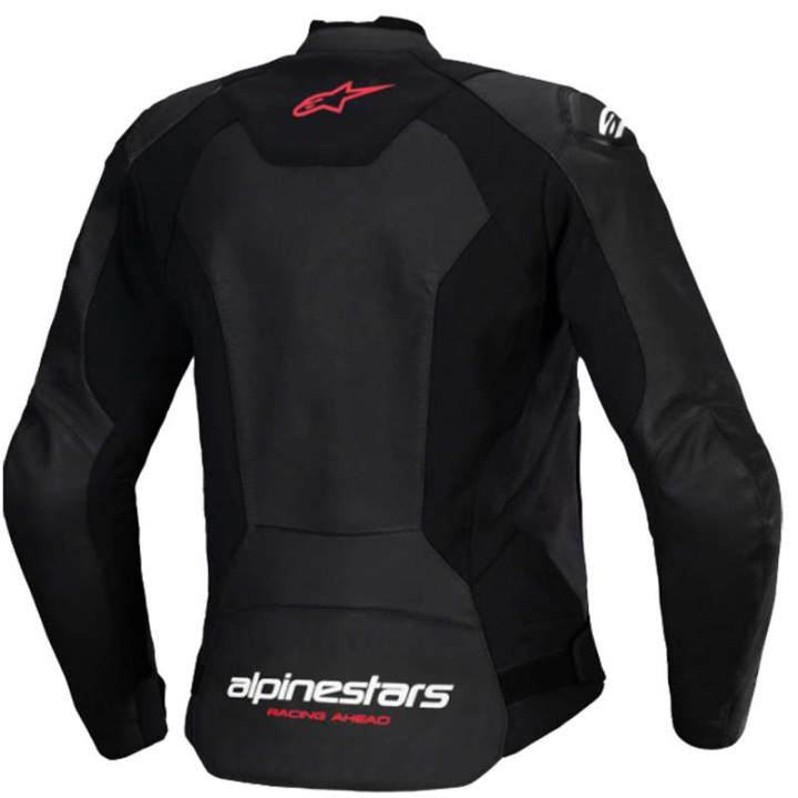 Blouson moto cuir Alpinestars STELLA FASTER V3 Noir/Blanc/Rouge