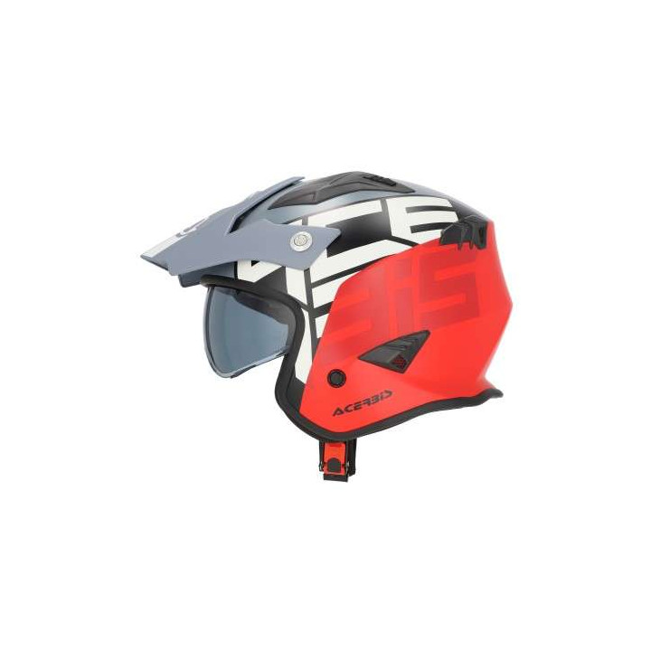Casque moto jet Acerbis ARIA 22.06 GRAPHIC GRIS/ROUGE