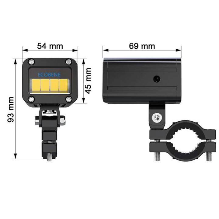 Feux additionnels moto leds ECOBENE 2x30w (PLA8002) Longue portée à commande sans fil
