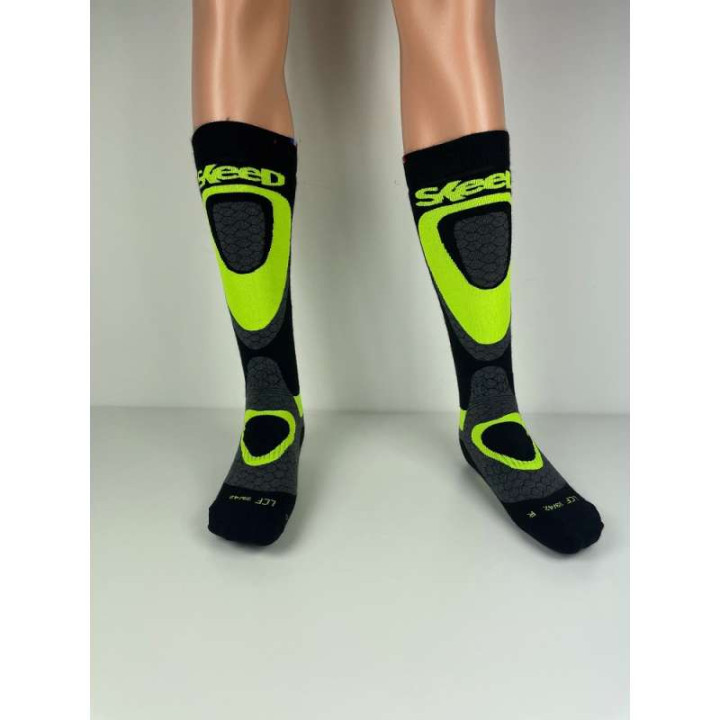 Chaussettes moto Skeed SPA 2 Noir/Jaune Fluo