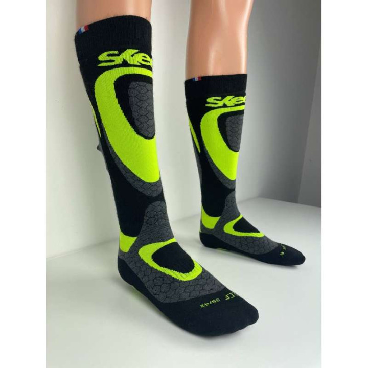 Chaussettes moto Skeed SPA 2 Noir/Jaune Fluo