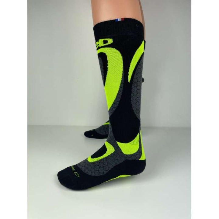 Chaussettes moto Skeed SPA 2 Noir/Jaune Fluo