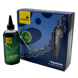 Graisseur de chaîne automatique Scottoiler + lubrifiant vert biodégradable