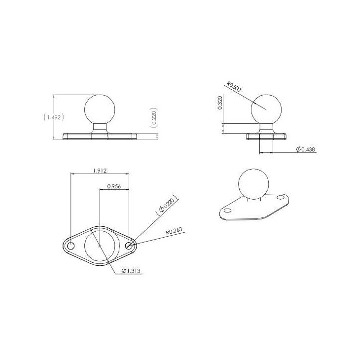 Embase boule RAM MOUNT pour Smartphone - RAM-B-238