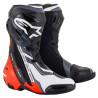 Alpinestars SUPERTECH R Motorcycle Boots Black/White/Fluorescent Red