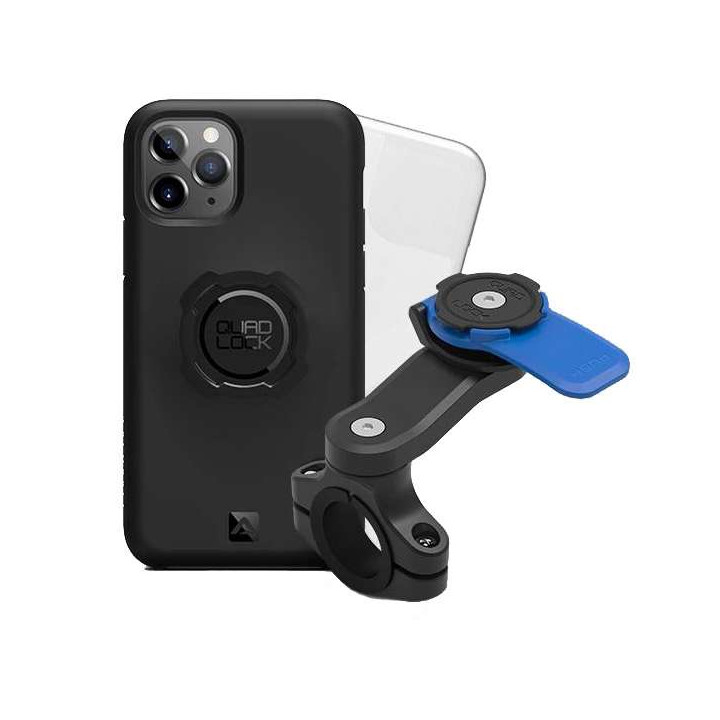 Pack Quad Lock Handlebar Mount + coque iPhone 11 Pro Max + protection pluie