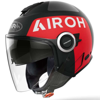 Casque moto Airoh HELIOS UP Noir/Rouge Mat