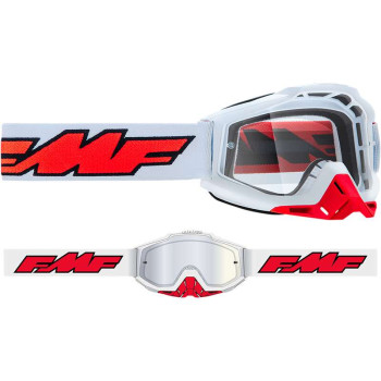 Masque moto cross FMF VISION POWERBOMB ROCKET WHITE CLEAR