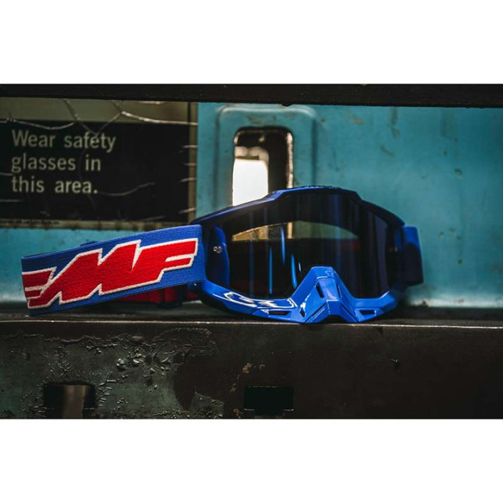Masque moto cross FMF VISION POWERBOMB ROCKET BLUE IRIDIUM