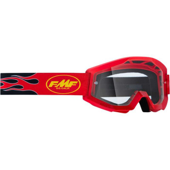 Masque moto cross FMF VISION POWERCORE FLAME RED CLEAR