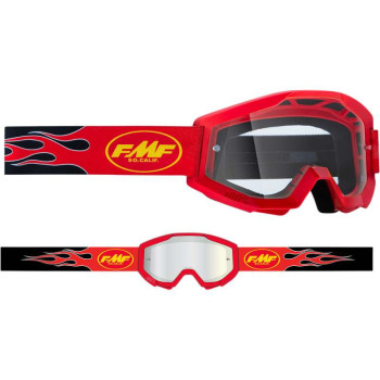 Masque moto cross FMF VISION POWERCORE FLAME RED CLEAR