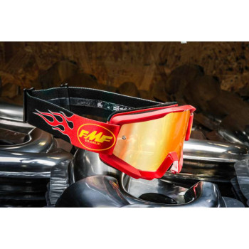 Masque moto cross FMF VISION POWERCORE FLAME RED IRIDIUM