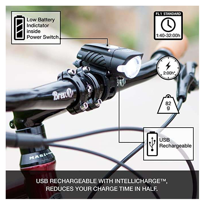 Eclairage avant Vélo NITE RIDER SWIFT 500 (USB)