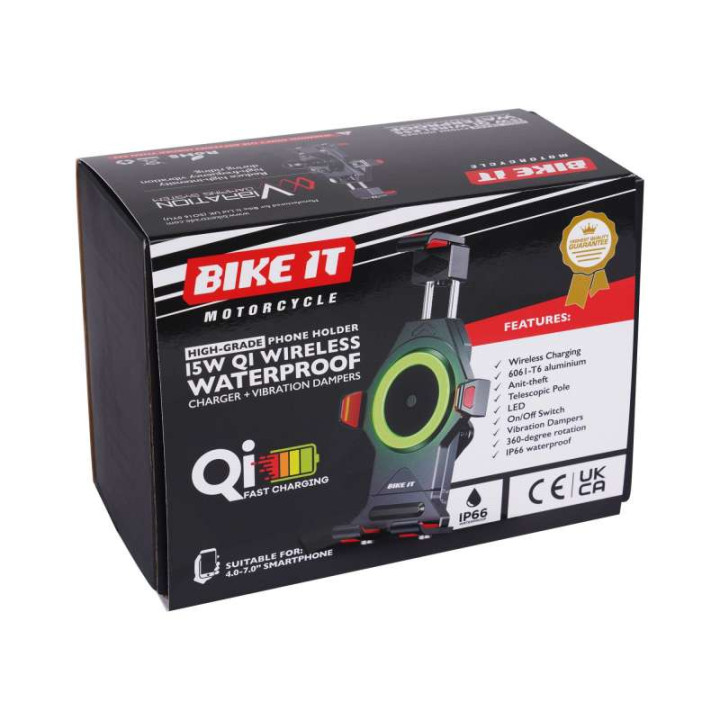 Support smartphone à induction Bike It 15W Qi Fast Charging